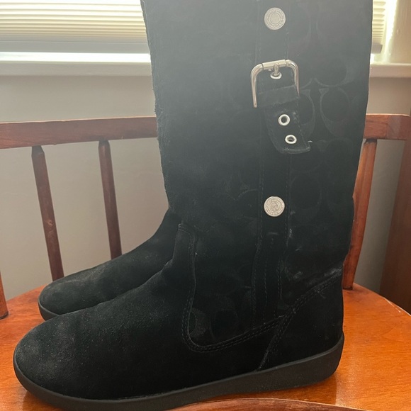 Coach Black Suede Tullip Winter Boots Size 9 - Picture 5 of 16